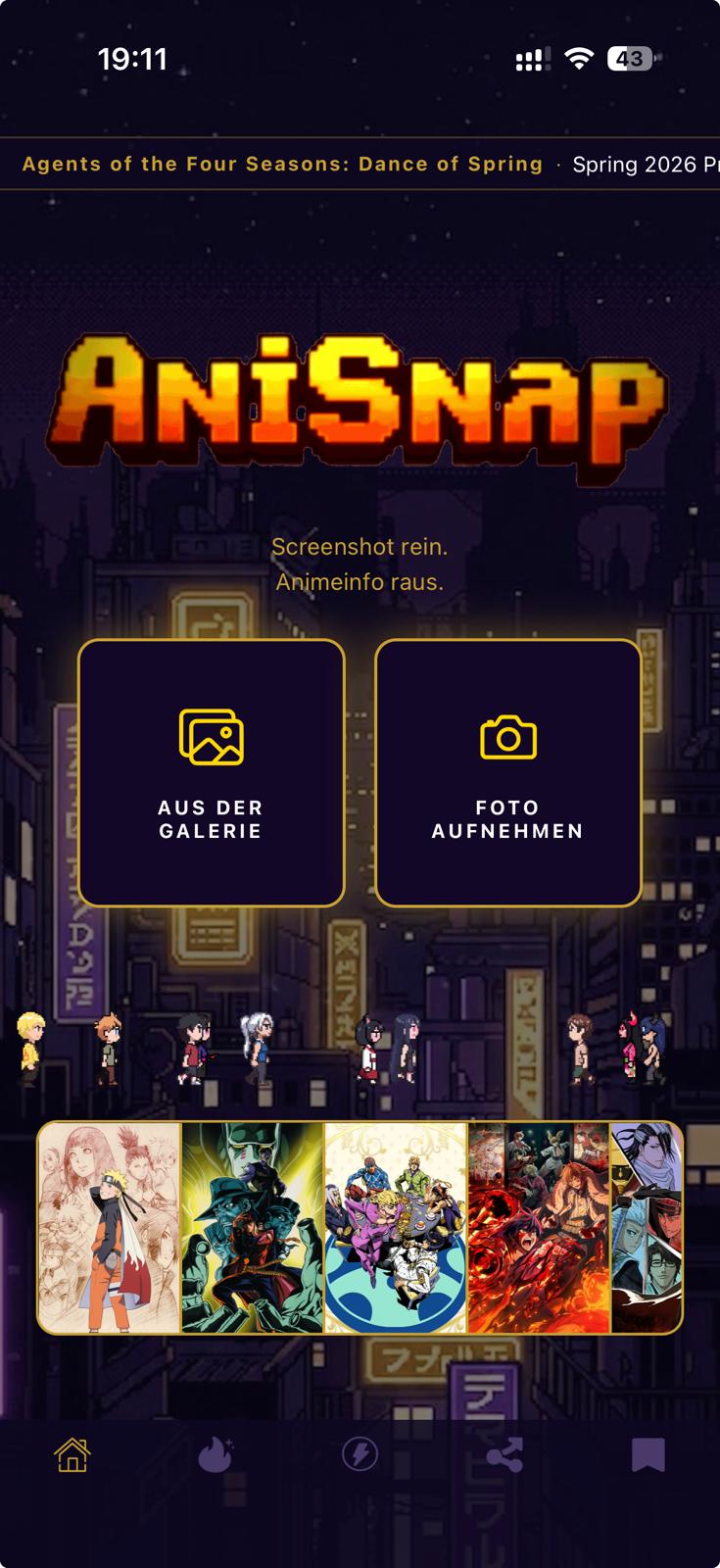 Startseite mit animierten Charakteren